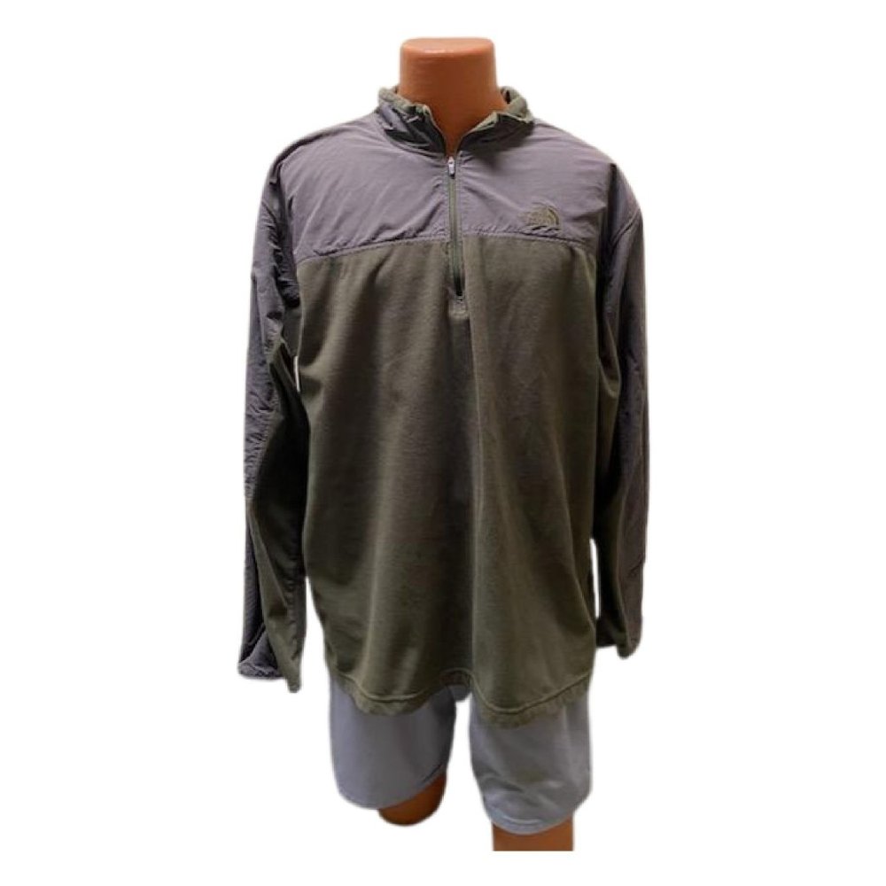 The North Face Men Green Fleece On Gray Sweater/Jacket XXL